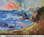 Rock and Surf at Green Gardens, Oil on Canvas